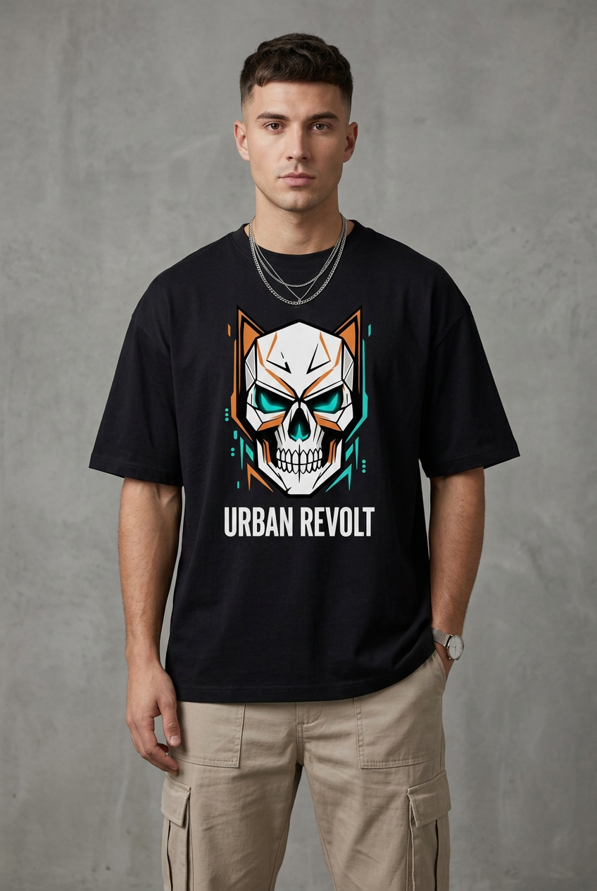 Black Urban Revolt T-shirt on male model