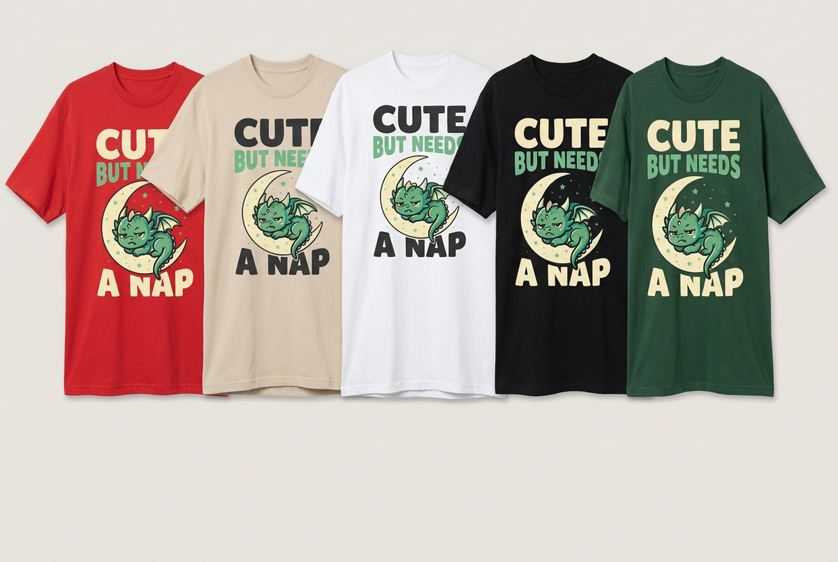 Cute But Needs a Nap T-shirt colour mockup