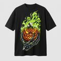 Flaming pumpkin black tee mockup