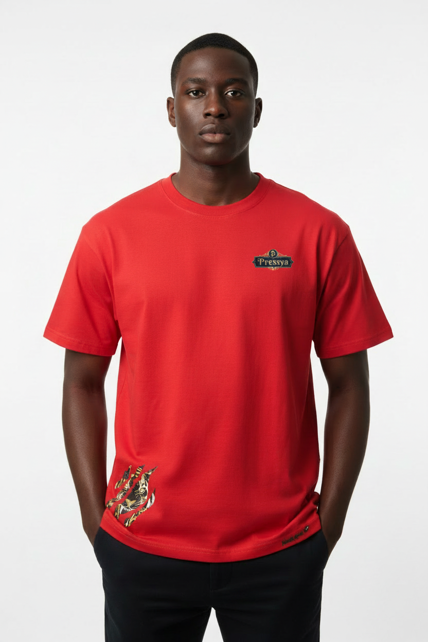 Never Give Up Tee – Model with Pressya Logo