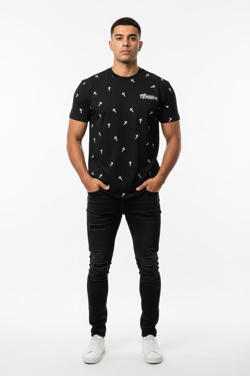 Pressya Cross Tee – Male Model Front