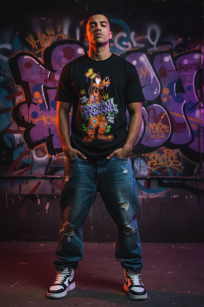 Pressya Model Wearing Graffiti Tee