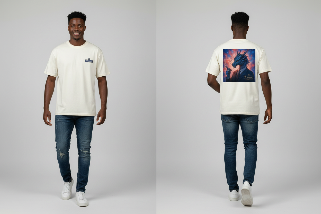 PRESSYA Tee Front and Back - Walking Pose