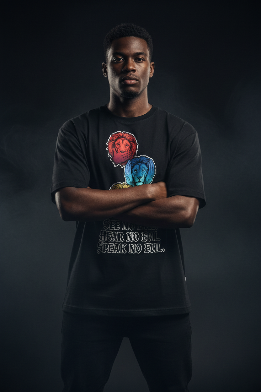 See No Evil Three Lions Graphic Tee
