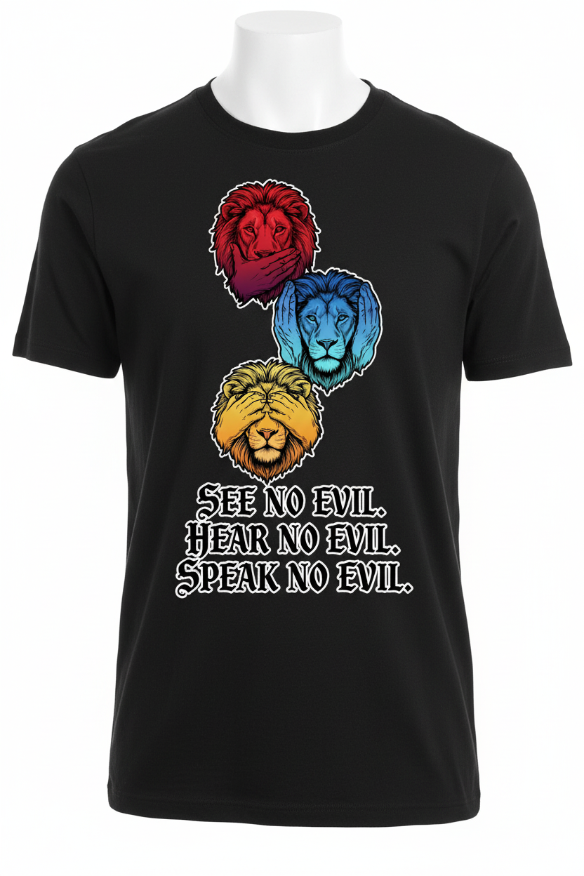 See No Evil Three Lions Graphic Tee