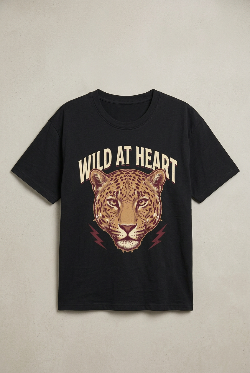 Wild At Heart black T-shirt mockup